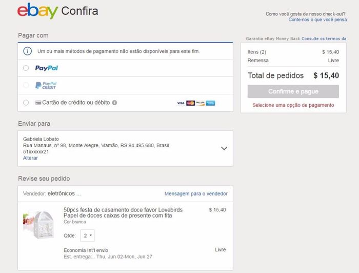 Eu processando a compra... parei nessa tela!