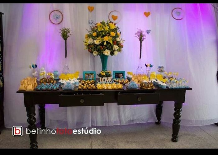 Decoração azul tiffany (turquesa) e amarelo - 2
