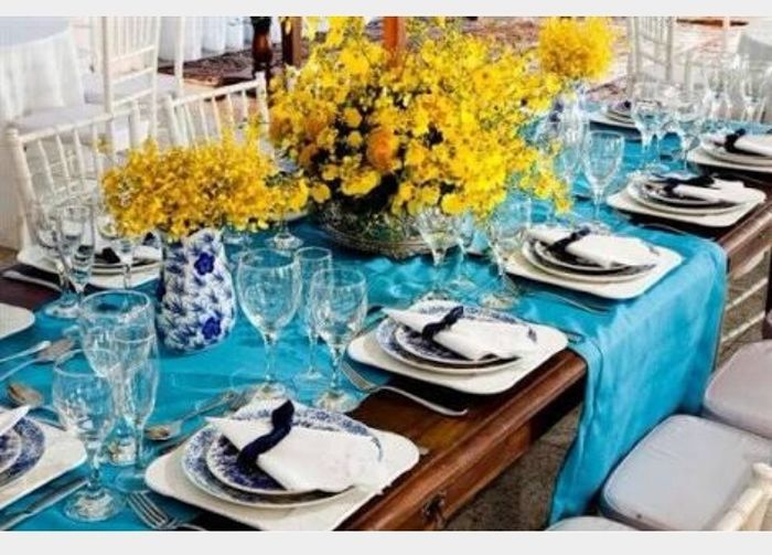 Decoração azul tiffany (turquesa) e amarelo - 5