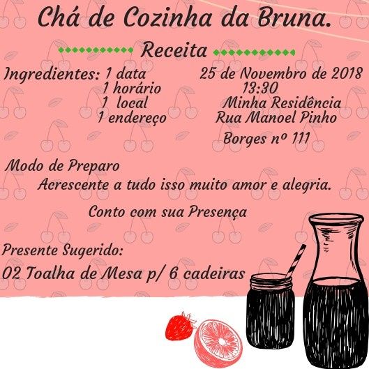 Convite do Chá de Cozinha.