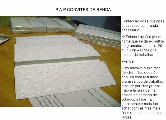 passo a passo de convite com renda: