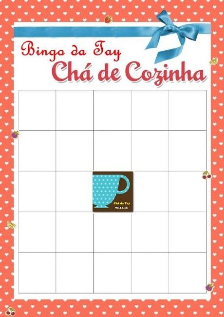 Bingo para Chá de Cozinha