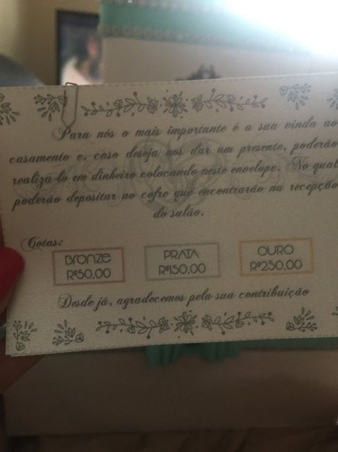Lista de presentes ou dinheiro - 1