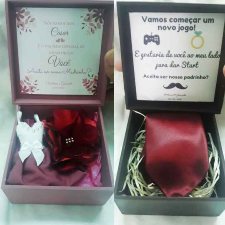 caixinha individual madrinha e padrinho