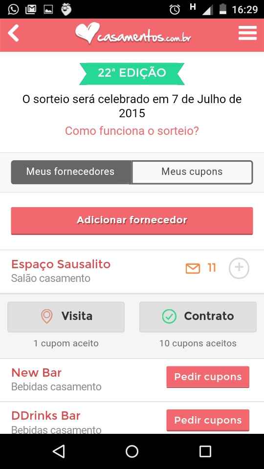 Cupons para o sorteio - 1