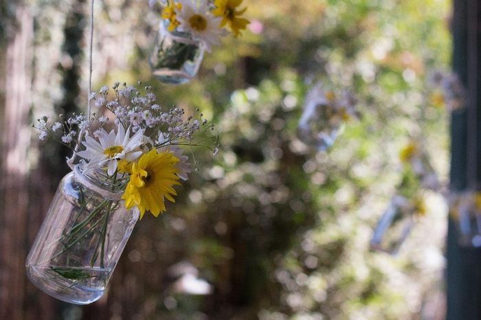 Vidrinhos suspensos com flores