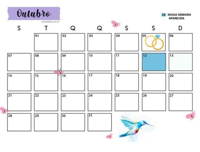 Calendário para manual de padrinhos 6