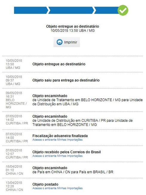 Rastreamento dos Correios