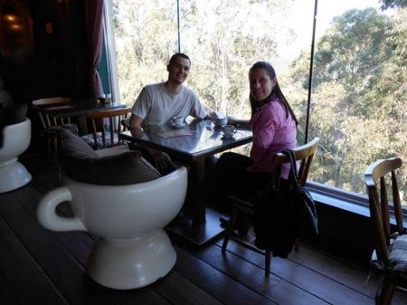 Chocolate quente deliciaaa e vista maravilhosa