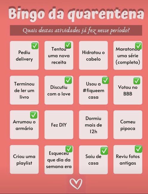 Bingo da quarentena: quem se atreve? #NoivasEmCasa 4