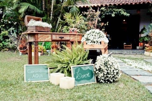 Inspiração decoração mesa livro de assinaturas