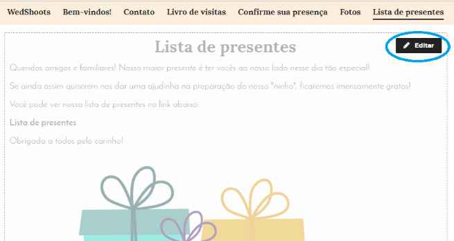 Como colocar a lista de presentes no site de casamento? 