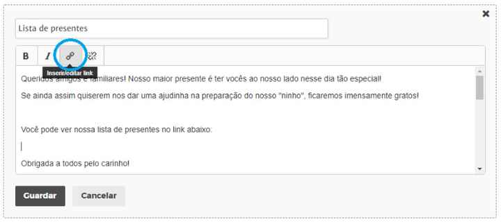 Como colocar a lista de presentes no site de casamento? 