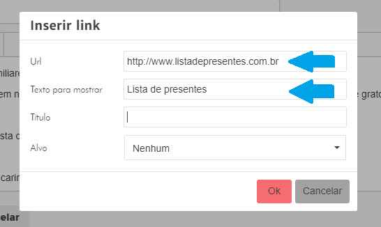 Como colocar a lista de presentes no site de casamento? 