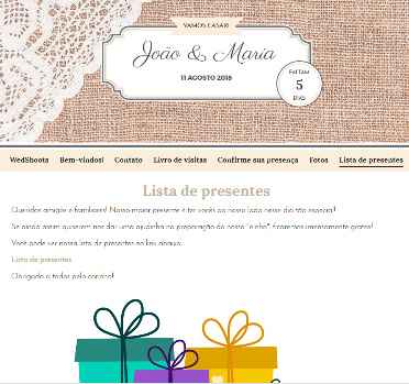 Como colocar a lista de presentes no site de casamento? 