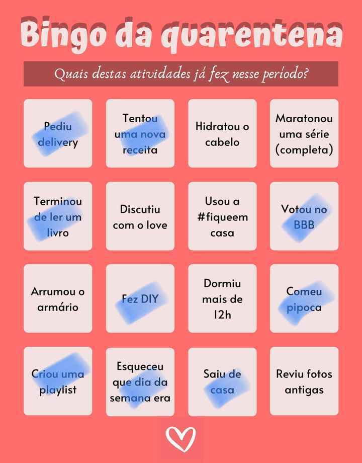 Bingo da quarentena: quem se atreve? #NoivasEmCasa - 1