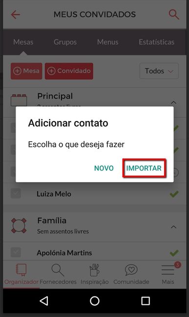 Atualizações no app para Android