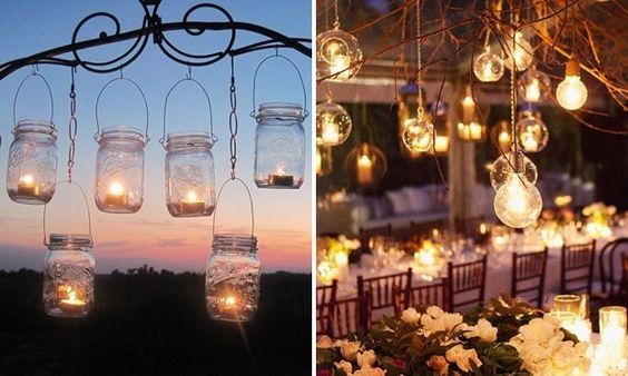 Decoração suspensa: velas e luzes