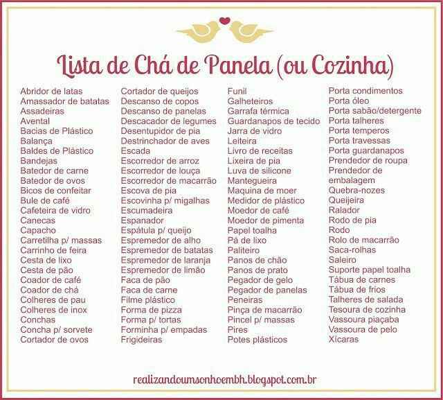 Lista de chá de casa nova/panela - 1