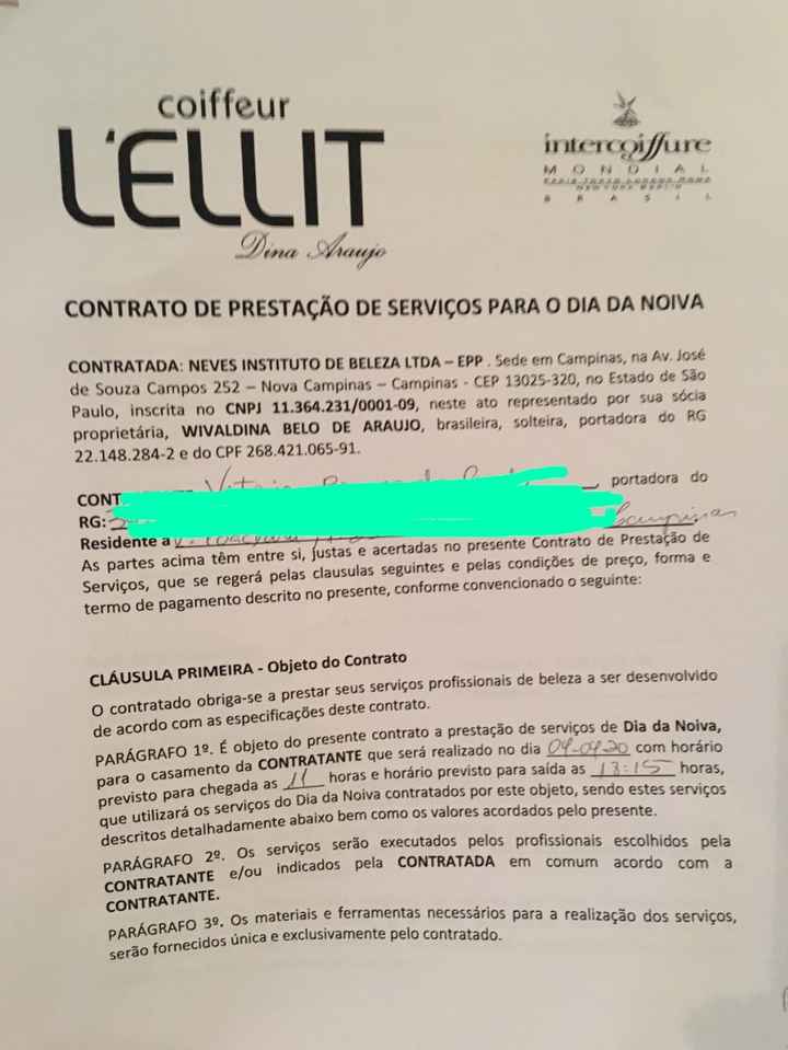 Contrato Dia da Noiva