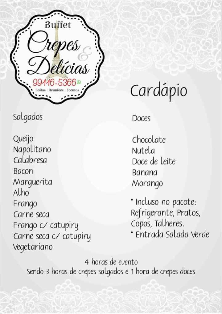 Cardápio e Contato. Falar com Daniele.