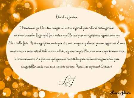 Mensagem convite casal