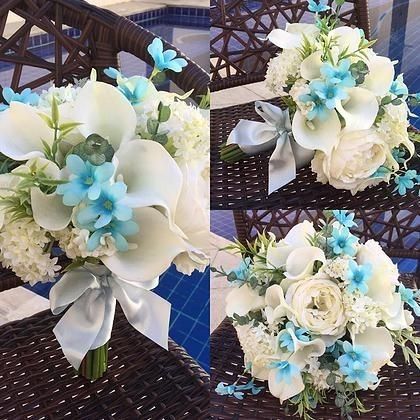 Buquê branco com azul