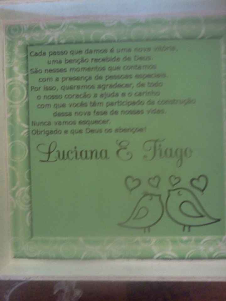 Tampa da caixa com a frase de Agradecimento