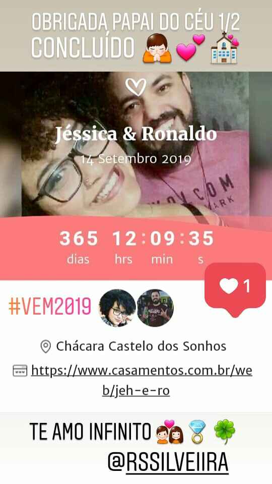 1 ano (365 dias) para o Casamento 💕🙏🍀 - 1