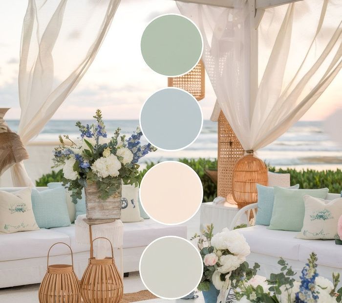 Ajuda com decoração e looks: casamento na praia com cores pastel 2