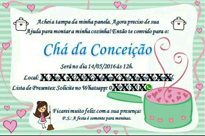 Convite do meu chá de panela diy... #vemver - 1