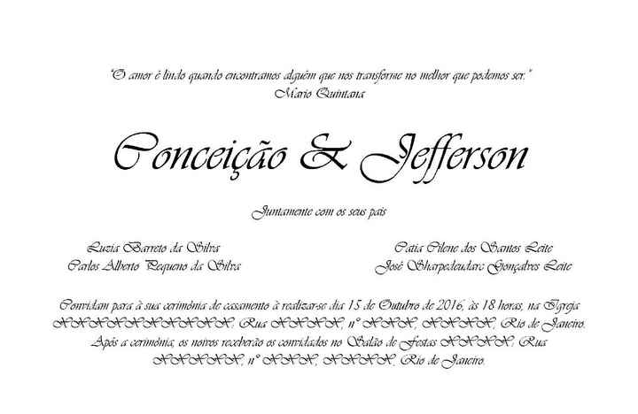 Arte do meu convite de casamento