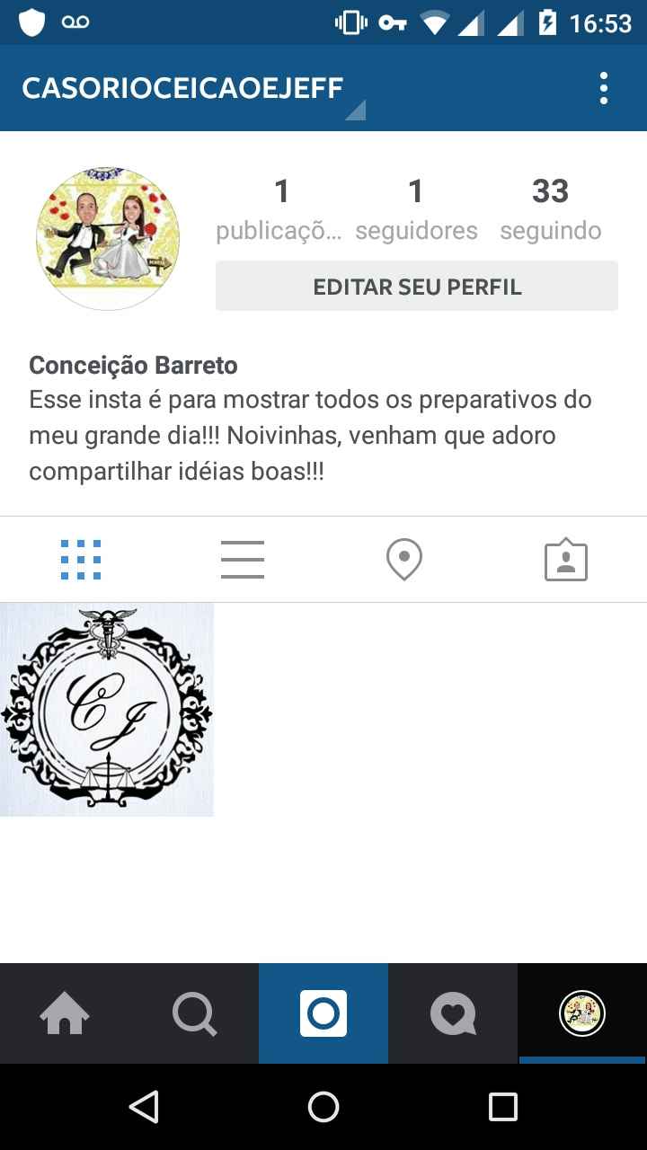 Página do meu casamento no Instagram...