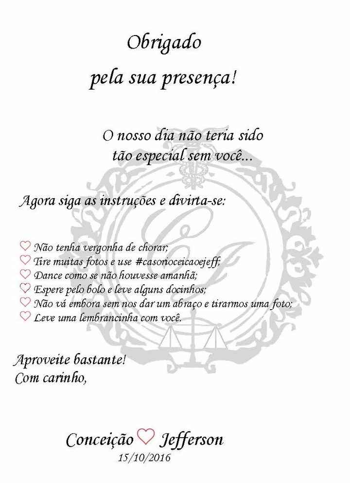 Agradecimento de Mesa