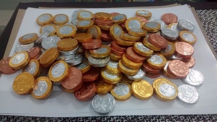 Moedas de chocolate!