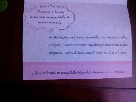 Convite de padrinhos -  diy - 2