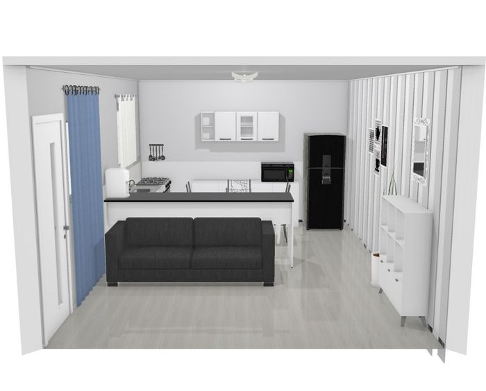 Sala de estar e cozinha