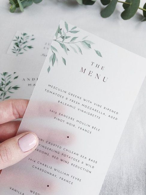 Menu de mesa com papel vegetal