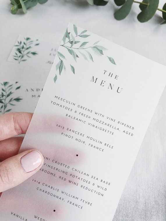 Menu de mesa com papel vegetal