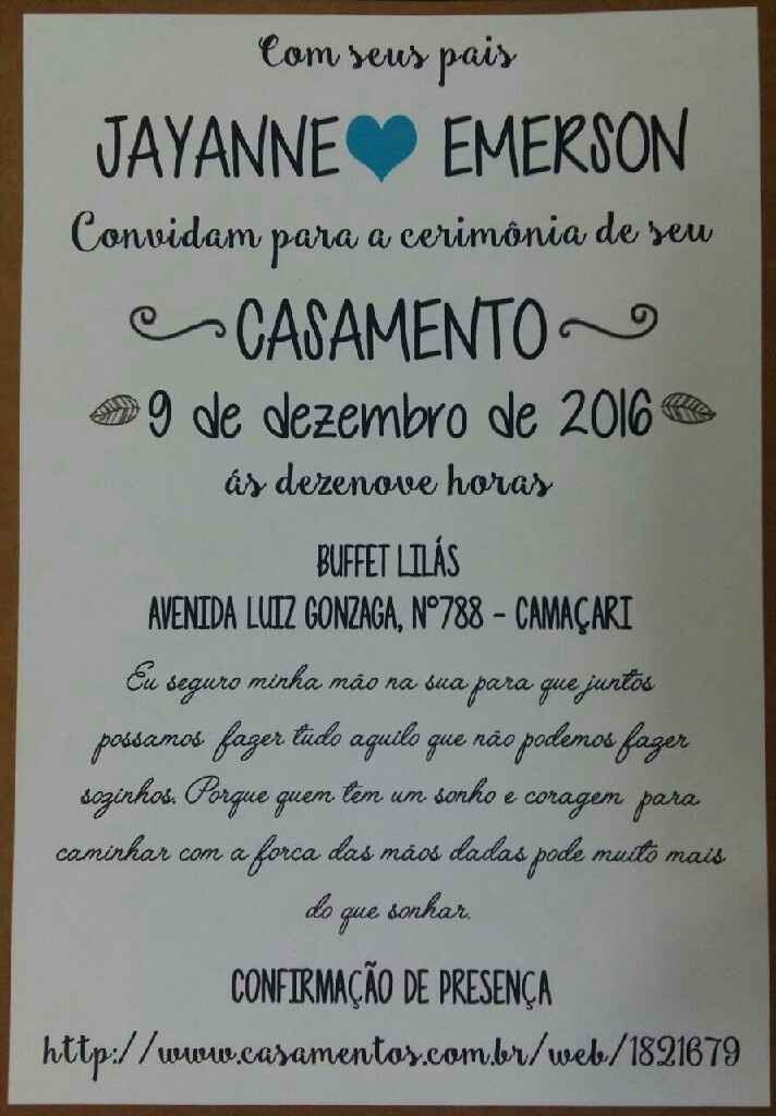 Nosso convite chegou ? - 1