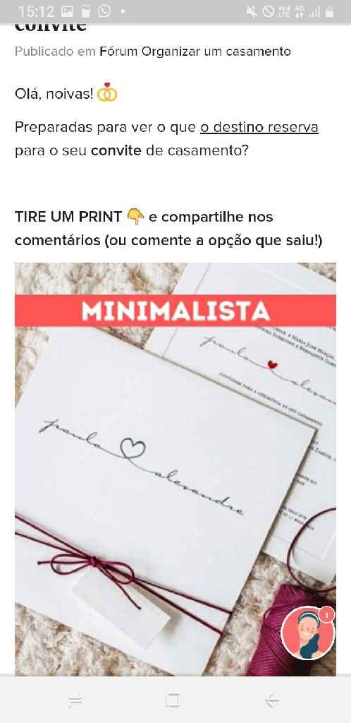 TIRE UM PRINT para decidir o convite - 1