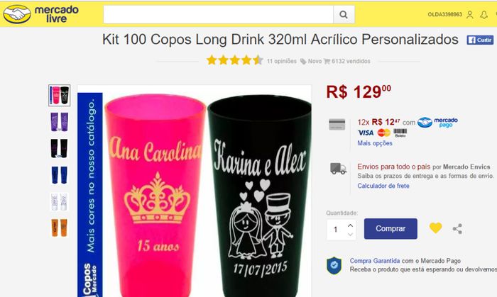 Long drink 140,00 - 100 copos