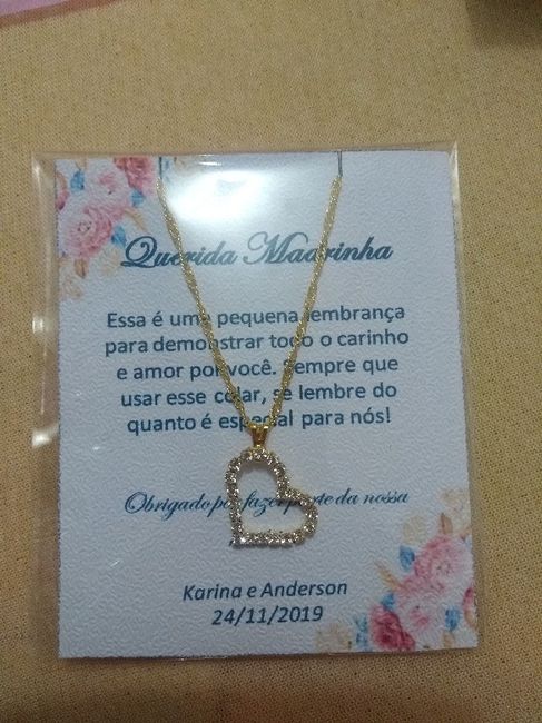 O colar que foi o presente para a madrinha