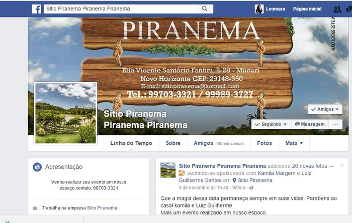 fb do sitio piranema