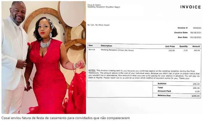 Recém-casados enviam fatura de R$ 1.250 para quem não compareceu à festa - 1