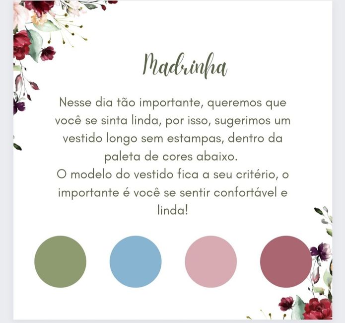 Sobre os vestidos das madrinhas, padronizar ou não as cores ? 2