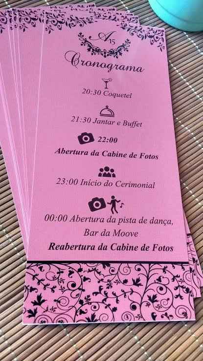 Roteiro (cronograma) de recepção - 1