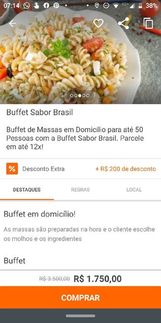 Indicações de buffet de massas a domicílio. 1