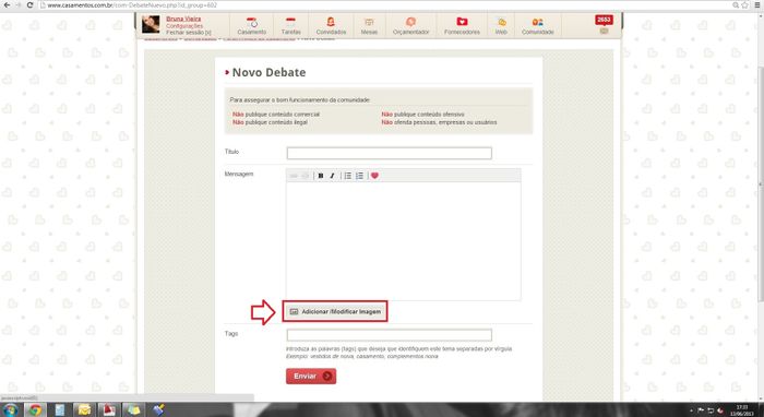 colocando foto no debate