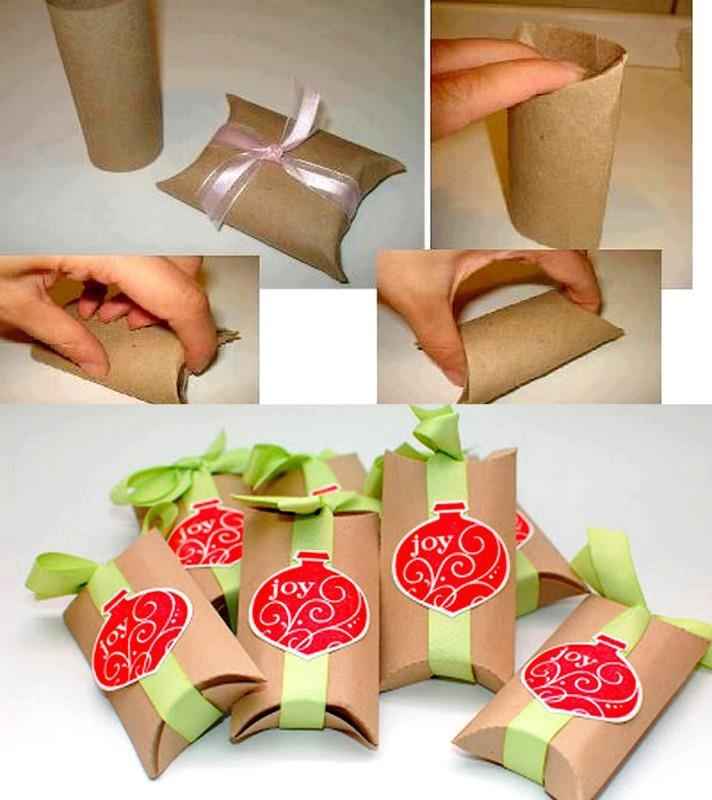 Embalagens feitas com rolinhos de papel higiênico